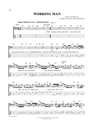 23533 Partitura - Working Man - Contra Baixo