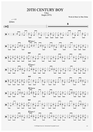 33429 Partitura - 20th Century Boy - Bateria