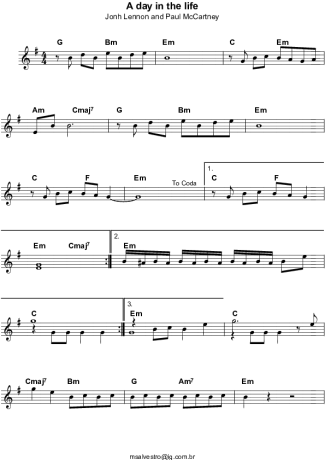 264 Partitura - A day In The Life - Teclado