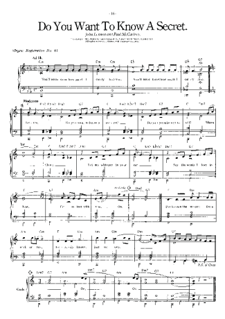 2744 Partitura - Do You Want To Know A Secret - Piano