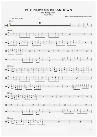 33448 Partitura - 19th Nervous Breakdown - Bateria