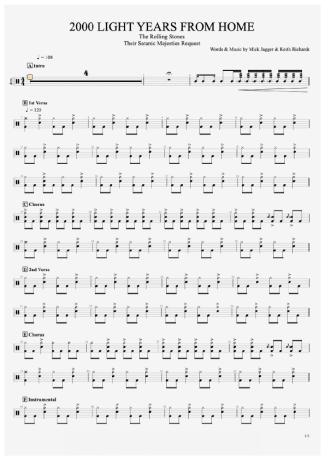 33438 Partitura - 2000 Light Years From Home - Bateria