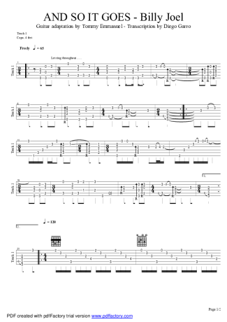 14894 Partitura - And So It Goes - Violão
