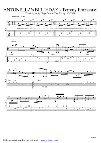 14896 Partitura - Antonellas Birthday - Violão