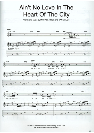 15370 Partitura - Aint No Love In The Heart Of The City - Guitarra