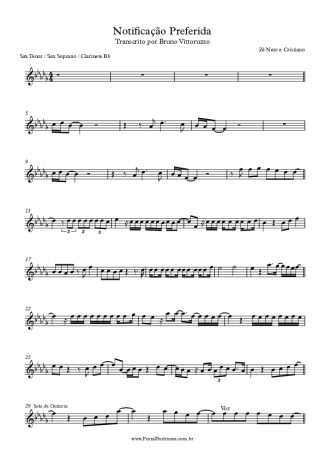 7283 Partitura - Notificação Preferida - Saxofone Tenor Soprano (Bb)