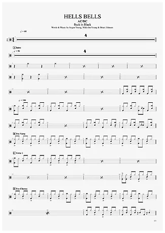 34611 Spartiti - Hells Bells - Batteria