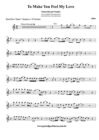 2766 Partitura - To Make You Feel My Love - Saxofone Tenor Soprano (Bb)