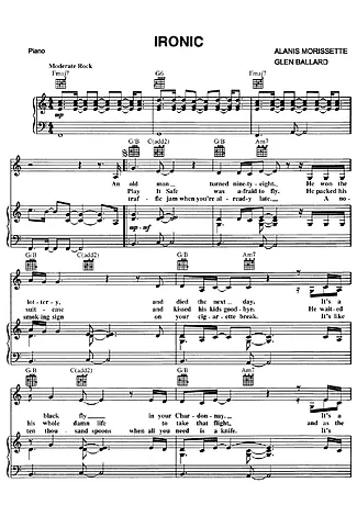 Ironic - Alanis Morissette | Partitura para Piano | Download em PDF