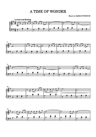A Time Of Wonder - Alexis Ffrench | Partitura para Piano | Download em PDF