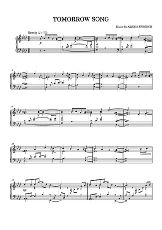 Tomorrow Song - Alexis Ffrench | Partitura para Piano | Download em PDF