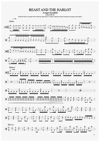 Beast And The Harlot - Avenged Sevenfold | Partitura para Bateria | Download em PDF
