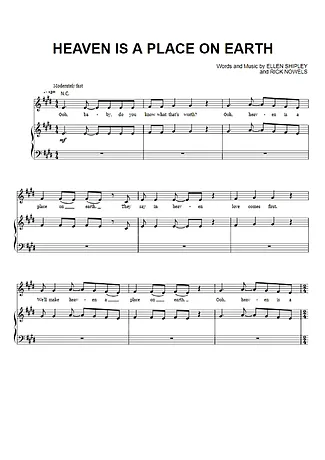 32216 Partitura - Heaven Is A Place On Earth - Piano