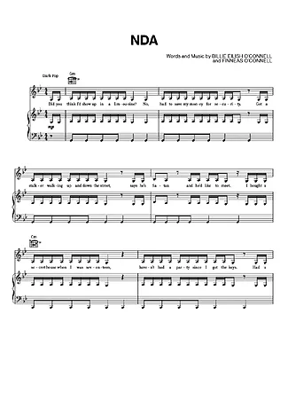 NDA - Billie Eilish | Partitura para Piano | Download em PDF