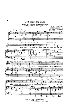 23113 Partitura - God Bless The Child - Piano