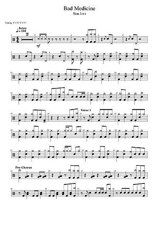 43942 Partitura - Bad Medicine - Bateria
