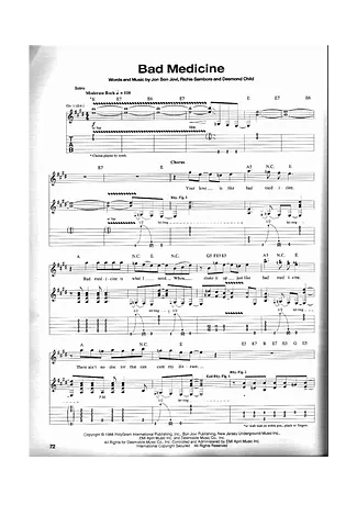 15615 Partitura - Bad Medicine - Guitarra