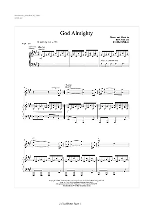 God Almighty - Chris Tomlin | Partitura para Piano | Download em PDF