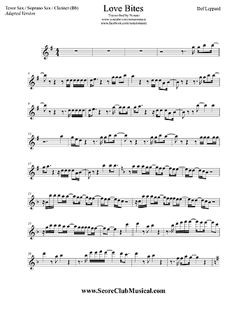 5354 Partitura - Love Bites - Saxofone Tenor Soprano (Bb)