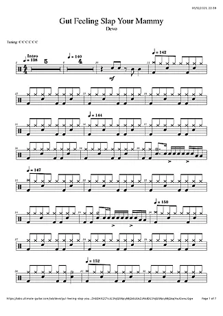 Gut Feeling Slap Your Mammy - Devo | Partitura para Bateria | Download em PDF
