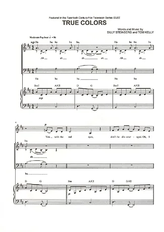 True Colors - Glee | Partitura para Piano | Download em PDF