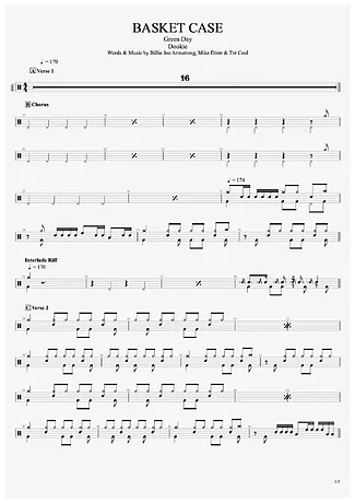 34628 Partitura - Basket Case - Bateria