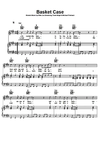 Basket Case - Green Day | Partitura para Piano | Download em PDF