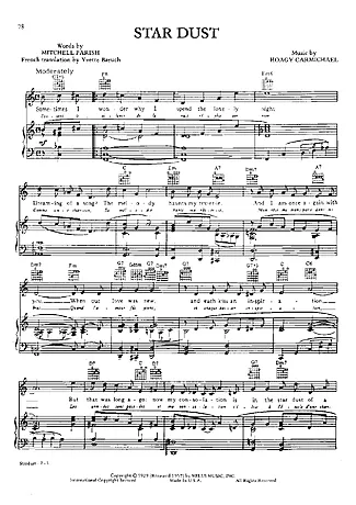 Stardust - Hoagy Carmichael | Partitura para Piano | Download em PDF