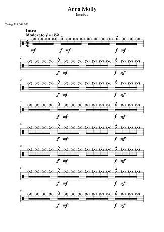 Anna Molly - Incubus | Partitura para Bateria | Download em PDF