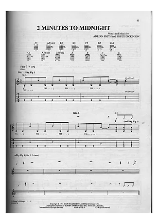 15635 Partitura - 2 Minutes To Midnight - Guitarra