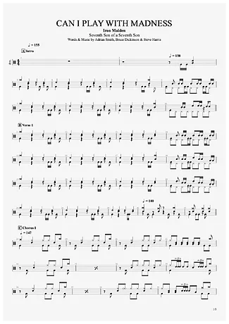 34360 Partitura - Can I Play With Madness - Bateria