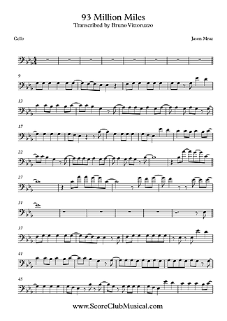 8598 Partitura - 93 Million Miles - Violoncelo