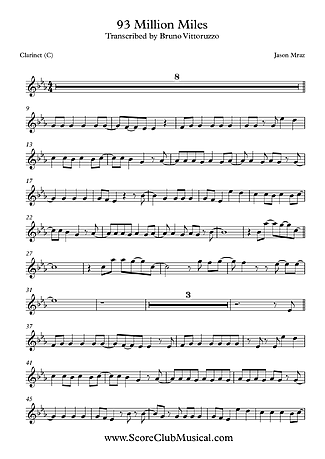 8599 Partitura - 93 Million Miles - Clarinete (C)