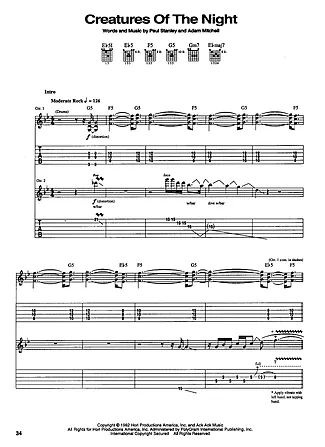 19154 Partitura - Creatures Of The Night - Guitarra