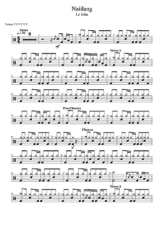 Naiilang - Le John | Partitura para Bateria | Download em PDF