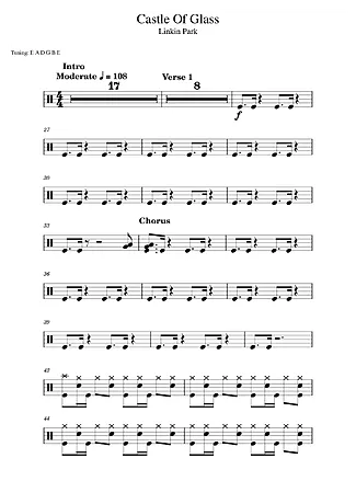Castle Of Glass - Linkin Park | Partitura para Bateria | Download em PDF
