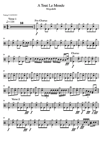 38018 Partitura - A Tout Le Monde - Bateria