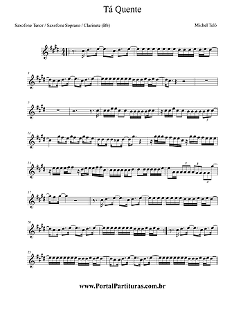 5663 Partitura - Tá Quente - Saxofone Tenor Soprano (Bb)