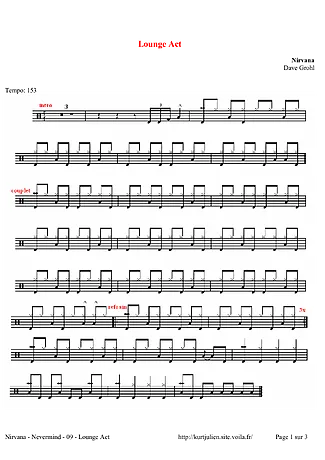 Lounge Act - Nirvana | Partitura para Bateria | Download em PDF