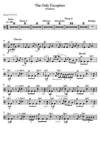 37584 Noten - The Only Exception - Schlagzeug