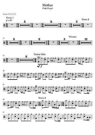 37251 Partitura - Mother - Bateria