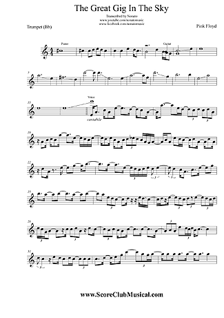 4116 Partitura - The Great Gig In The Sky - Trompete