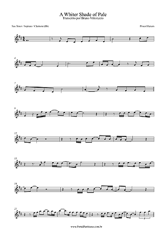 25438 Partitura - A Whiter Shade Of Pale - Saxofone Tenor Soprano (Bb)