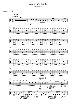 39367 乐谱 - Asche Zu Asche - 鼓