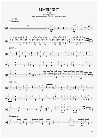 35329 Partitura - Limelight - Bateria