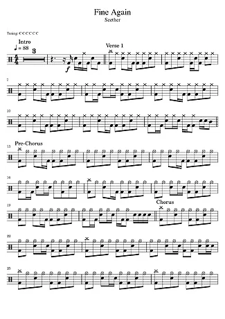 38582 Sheet music - Fine Again - Drums
