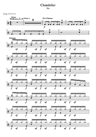 43724 Partitura - Chandelier - Bateria