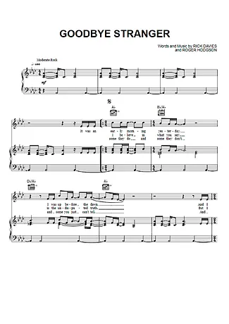 43444 Partitura - Goodbye Stranger - Piano