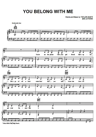 31458 Partitura - You Belong With Me - Piano
