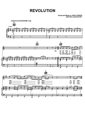 Revolution - The Beatles | Partitura para Piano | Download em PDF